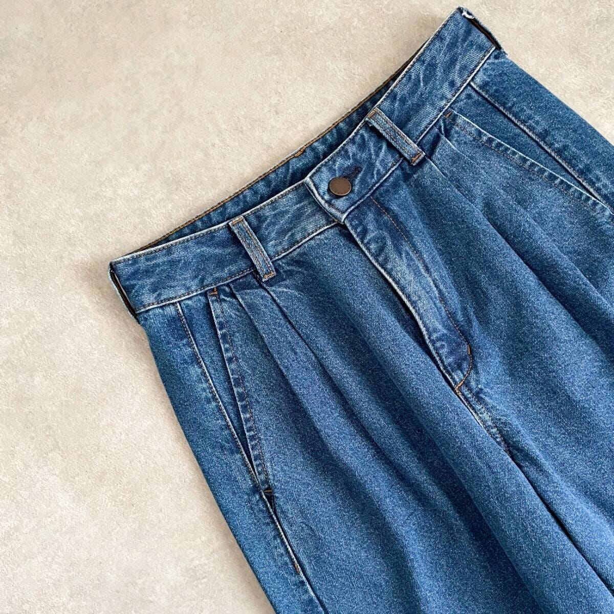 GUデニムタックトラウザー　BLUE