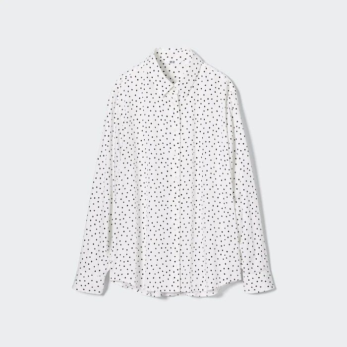 ユニクロ　uniqlo　レディース　おすすめ　オススメ　コスパ　2023　春　値下げ　セール　期間限定　レーヨンプリントブラウス　ブラウス　ドット柄　ドット