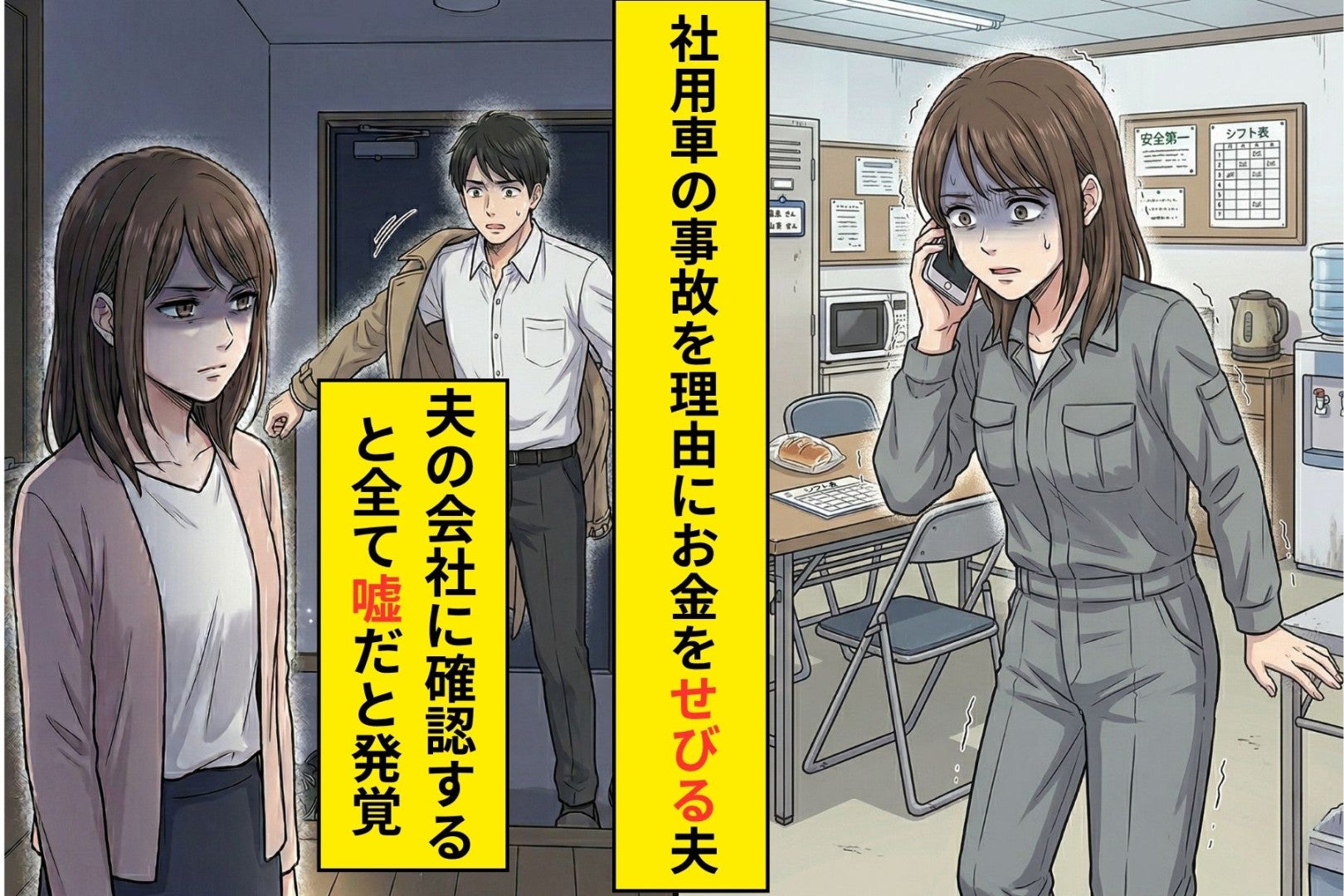「事故を起こしたからお金を送って」と焦る夫→会社に電話したら、返ってきた言葉に指先が冷たくなった