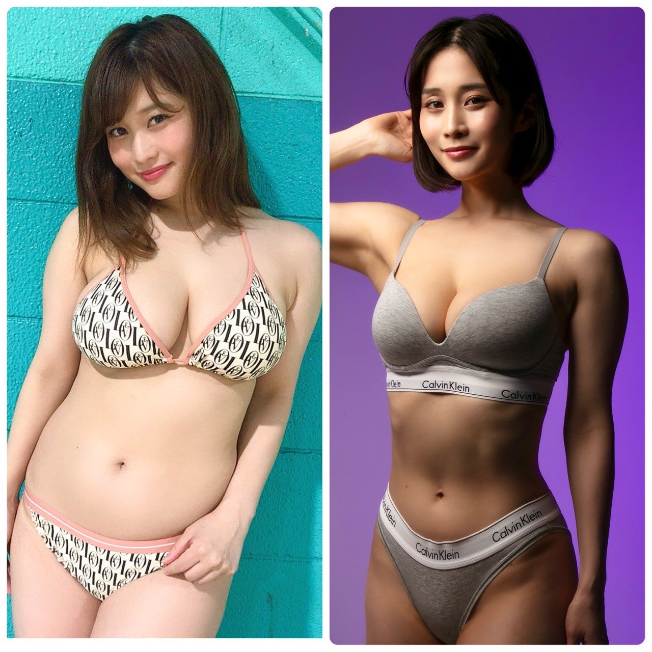 ボディチェンジ前後の高橋凛（提供画像）