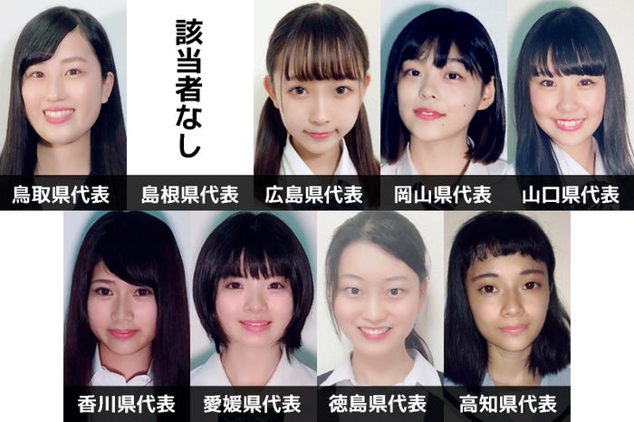 「女子高生ミスコン2018」中国・四国エリア都道府県代表