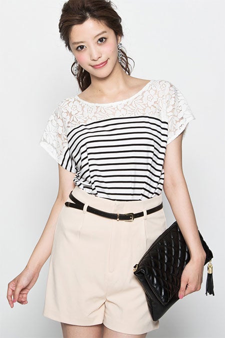 レース切り替えボーダーTシャツ「DEPARTMENT」3,980円（税込）