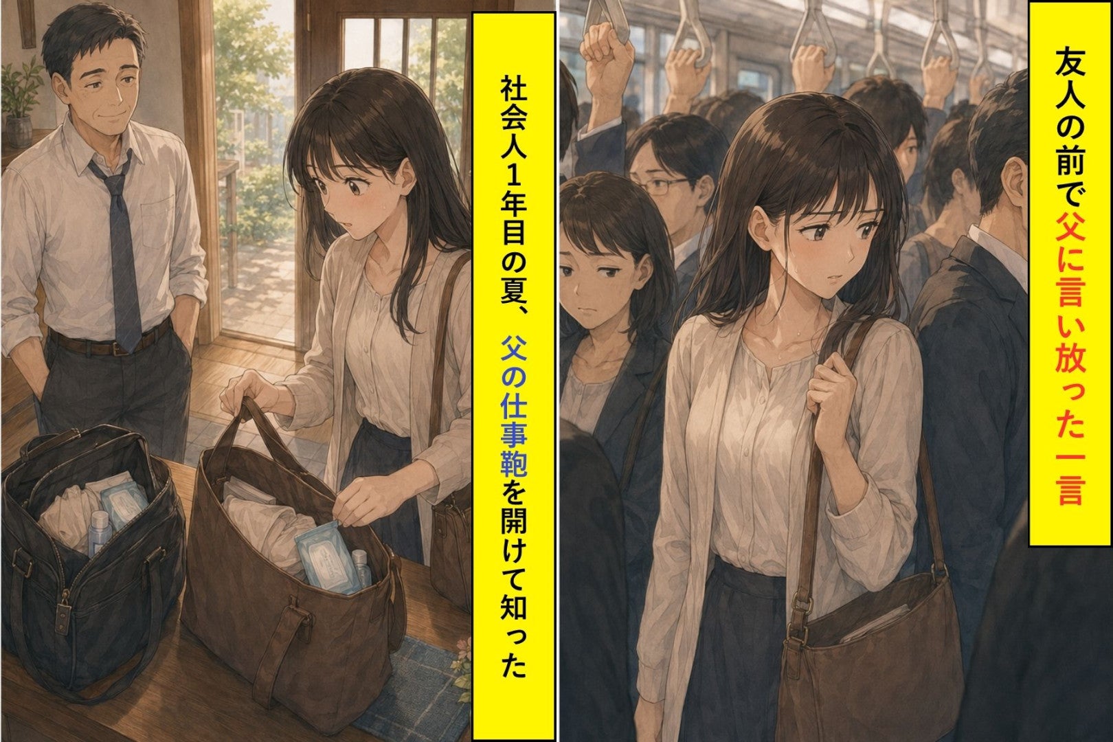 「汗臭いから、こっち来ないで」。父に言い放った私→社会人１年目の夏、父の仕事鞄を開けて知ったこと