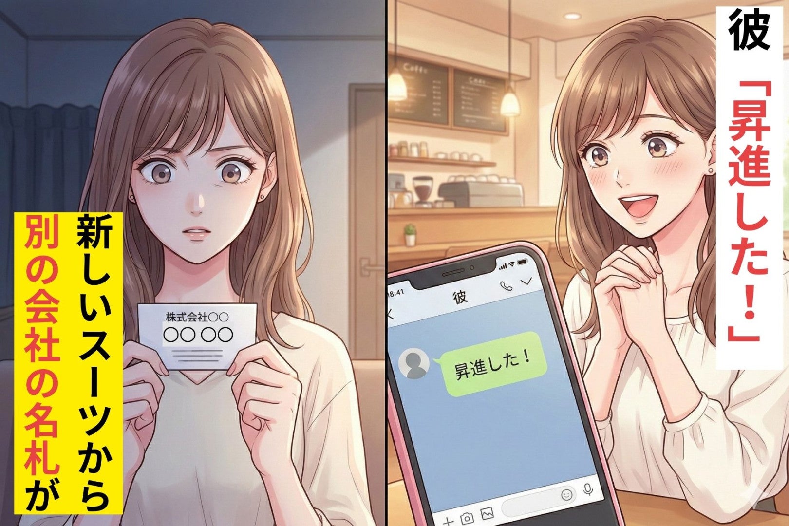 彼「昇進した！」→新しいスーツから"別の会社の名札"が...問い詰めて知った「嘘」とは