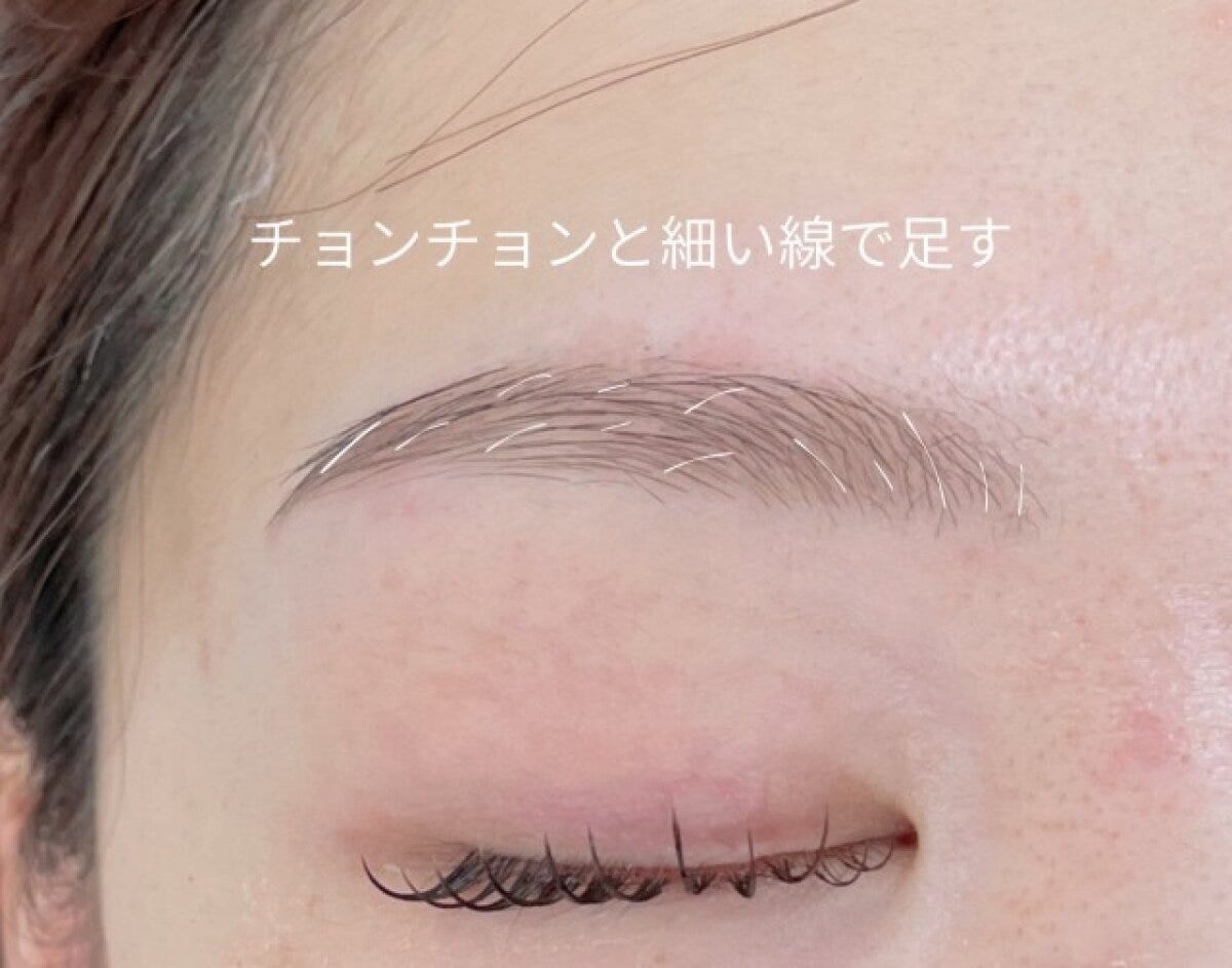 眉はちょんちょんと短い線を足す