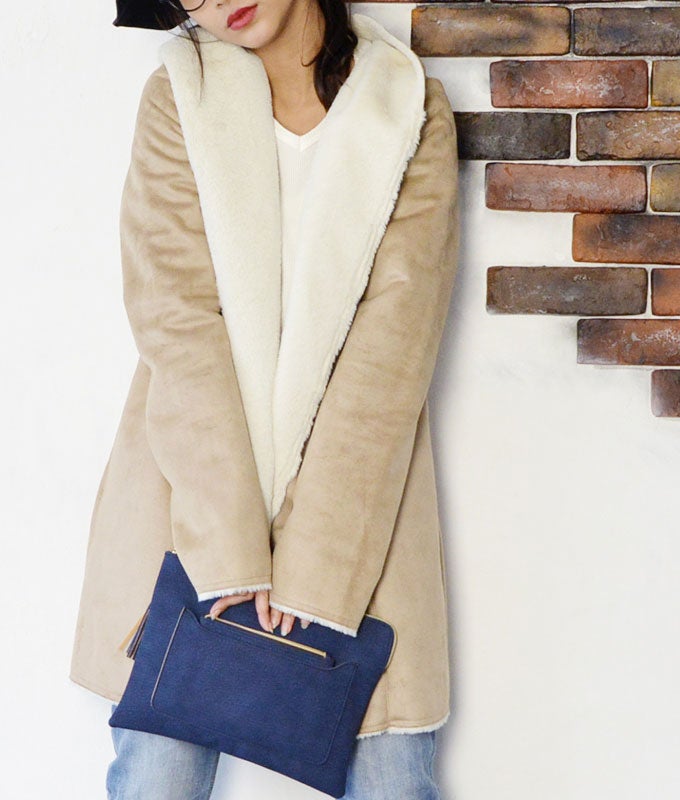 ライダース風しっとりフェイクムートンコート「coca」11,900円（税込）／画像提供：coca