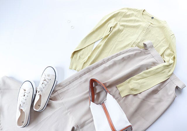 しまむら　マーメイドスカート　カーディガン　トップス　コーデ