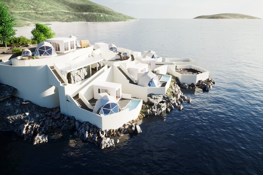 岡山に“サントリー二島”モチーフのグランピング施設、全棟プール付き＆海に囲まれた楽園で非日常ステイ