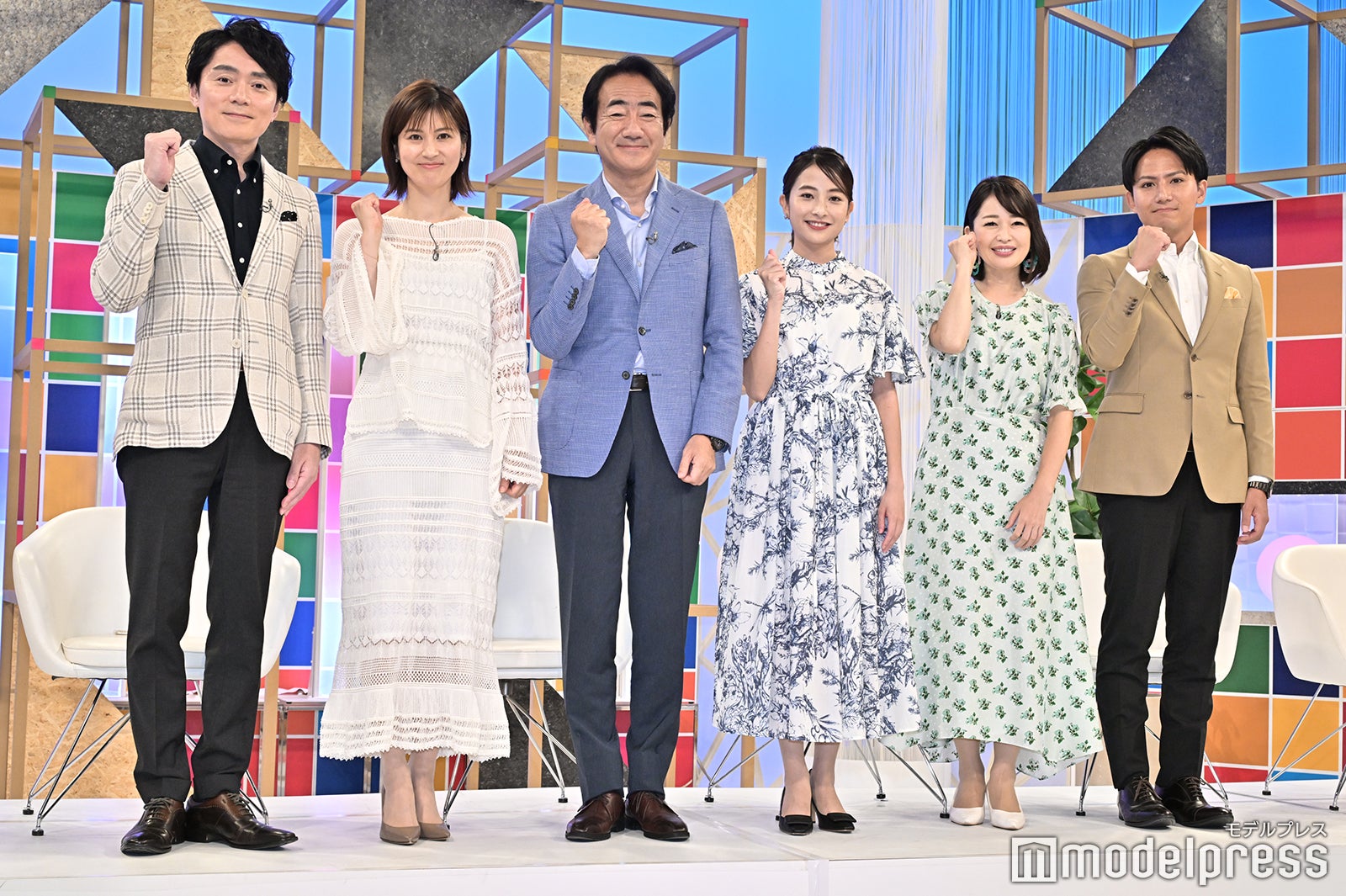 （左から）高瀬耕造アナ、鈴江奈々アナ、山口豊アナ、日比麻音子アナ、松丸友紀アナ、安宅晃樹アナ（C）モデルプレス