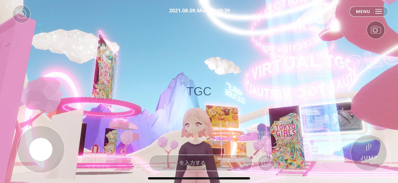 VR空間アプリ「バーチャル TGC」ロビーエリアイメージ（提供写真）