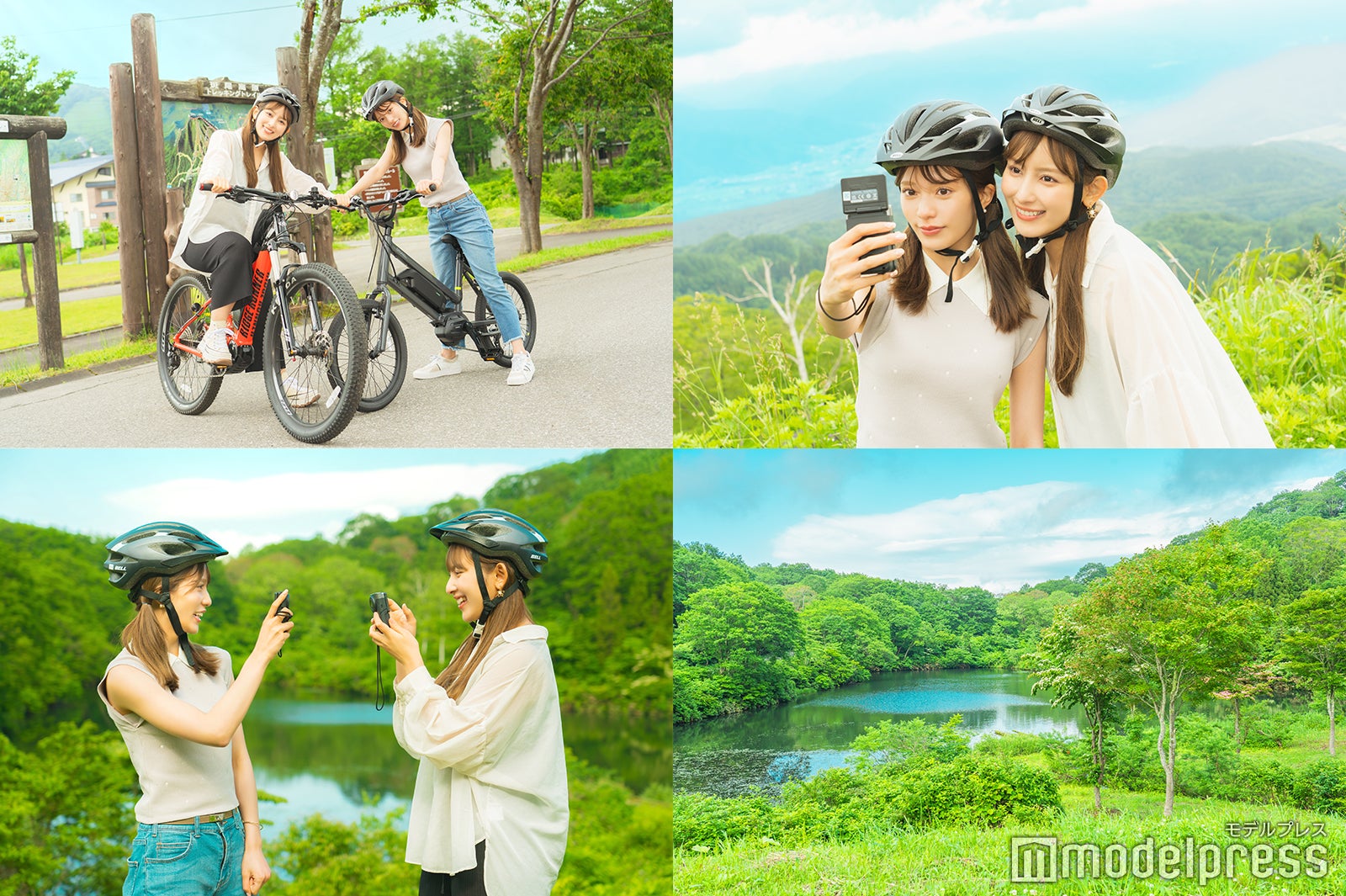 サイクリングを楽しむ藤田みりあと與儀ケイラ（C）モデルプレス
