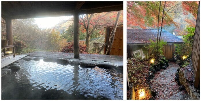 四万温泉 鹿覗キセキノ湯つるやの源泉掛け流しの露天風呂「鹿覗きの湯」