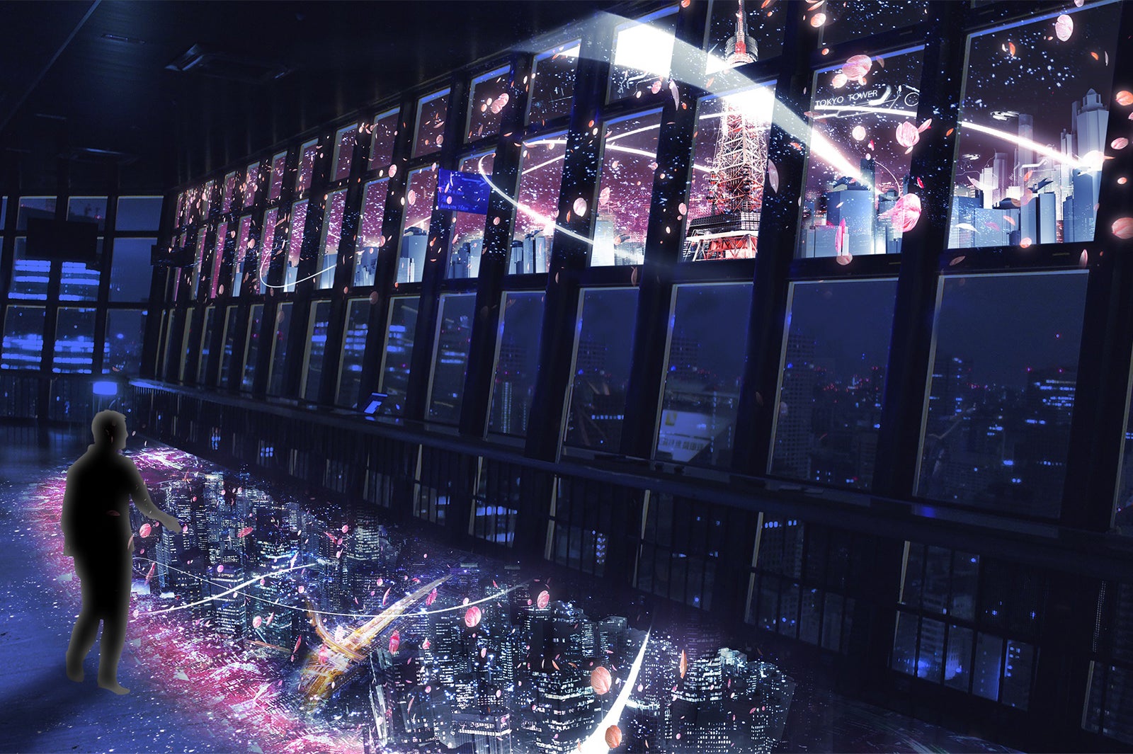 東京タワーの夜景に桜吹雪が舞う！3Dマッピングイベントが夜桜バージョンに