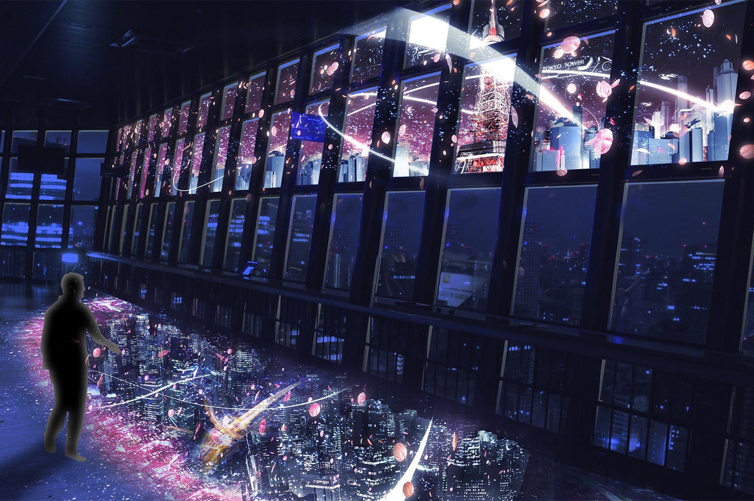 東京タワーの夜景に桜吹雪が舞う!3Dマッピングイベントが夜桜バージョンに