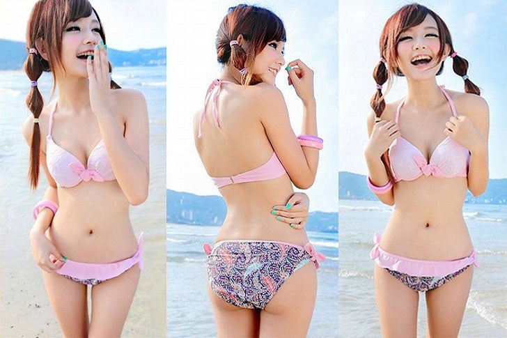 花柄レース×ペイズリー柄ビキニ4点セット「GOTTY」2,484円（税込）