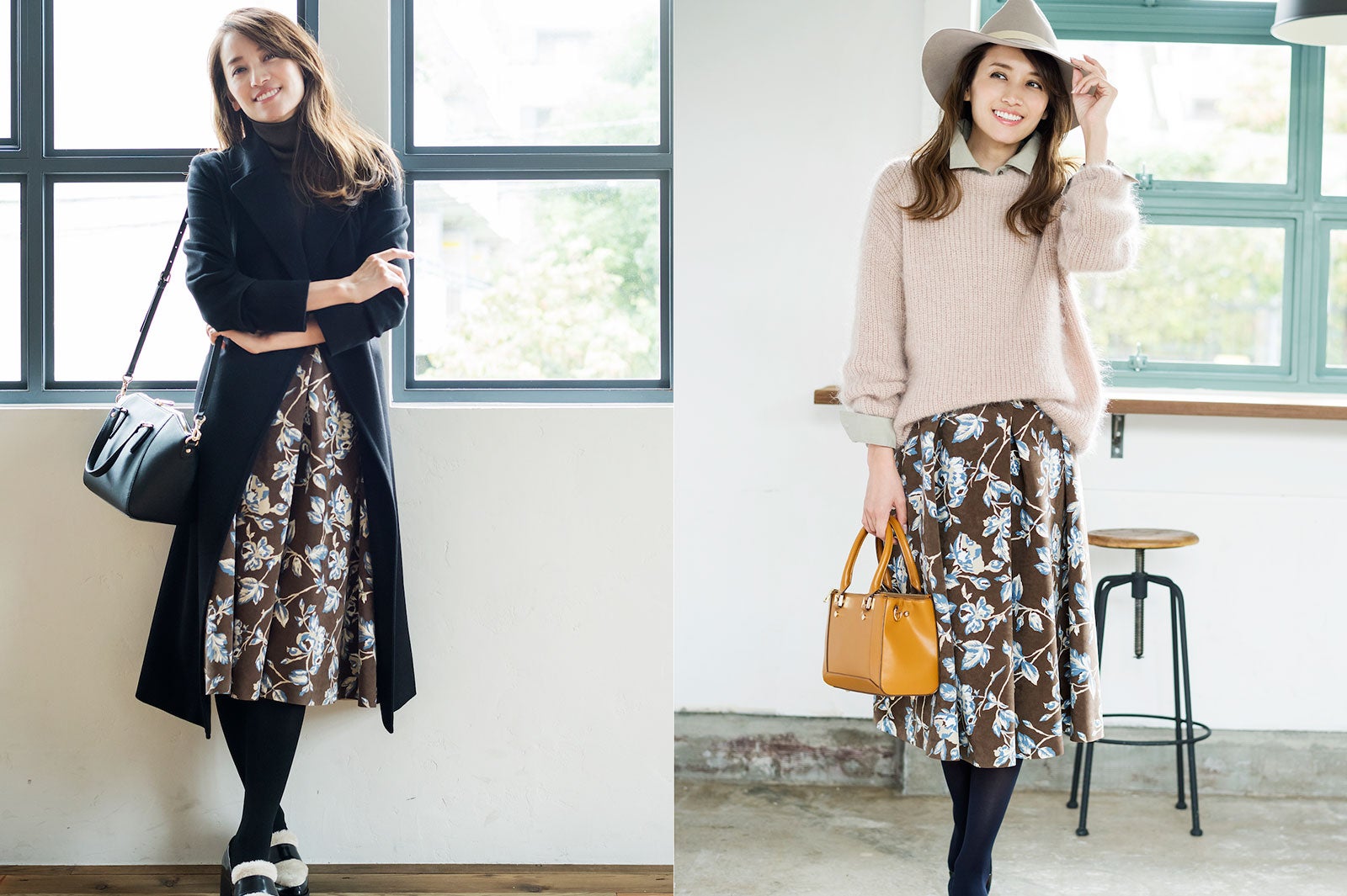 ガラリとチェンジ！“花柄スカート”でクールにもフェミニンにもなれる