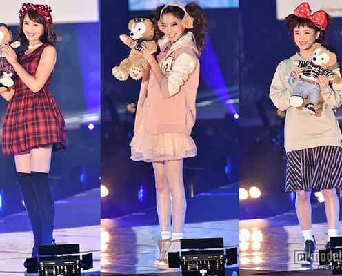 河北麻友子、加藤夏希、宮城舞ら、ディズニースタイルで“ダッフィー”とラブラブウォーキング
