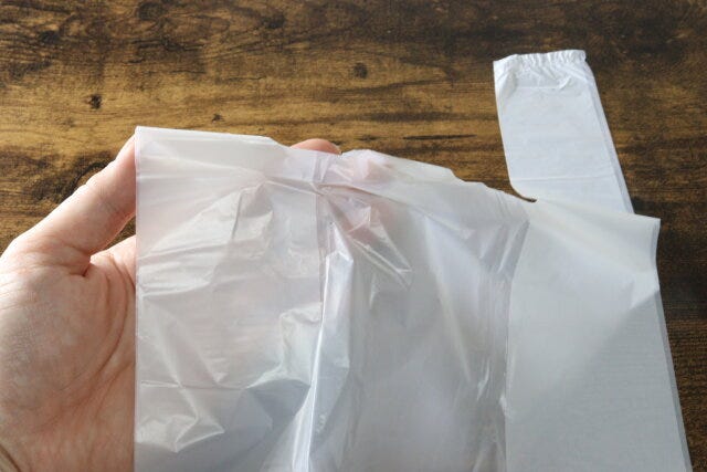 ひも付きコンパクト手さげポリ袋 薄い ひも付きコンパクト手さげポリ袋 薄い