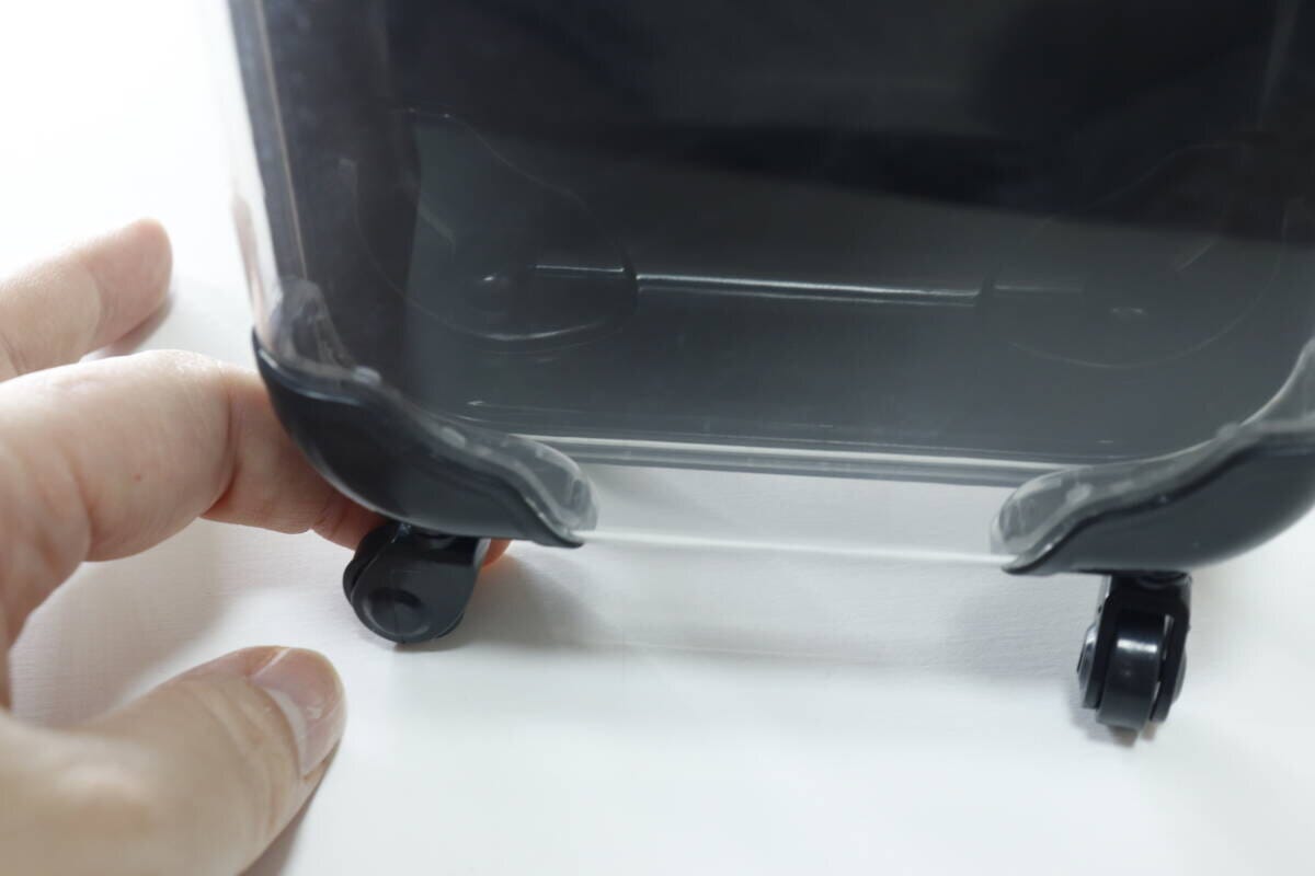 ミニキャリーケース型小物入れ（黒、白、紫）　車輪部分