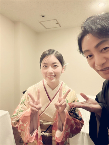 片岡愛之助、華やかな振袖姿の小芝風花との2ショット 同郷・堺トークで盛り上がる