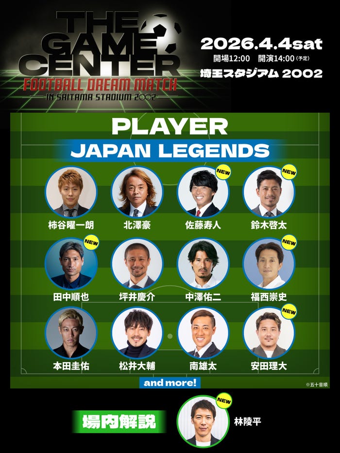 「THE GAME CENTER -FOOTBALL DREAM MATCH- in Saitama Stadium 2OO2」出演者(提供写真)