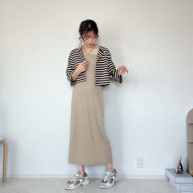 しまむら ボーダーカーディガン コーデ しまむら ボーダーカーディガン コーデ 茶色