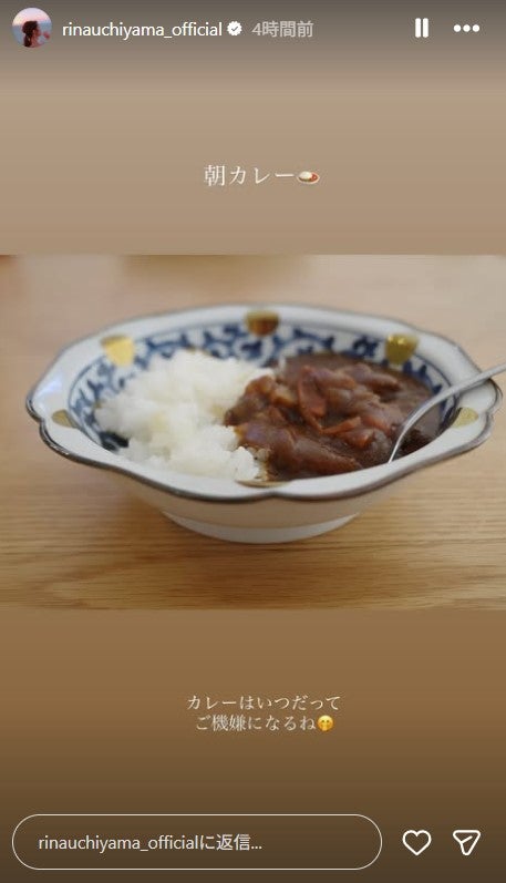 内山理名Instagramストーリーズより