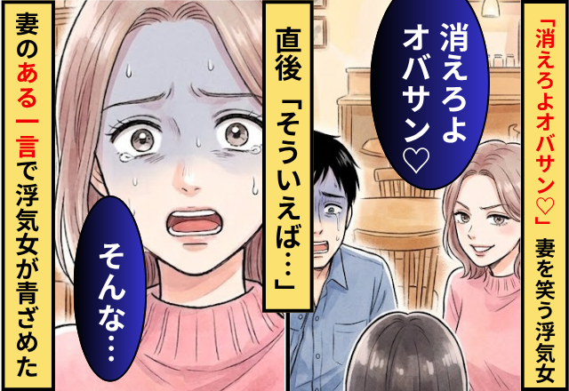 「消えろよオバサン♡」妻を鼻で笑う浮気女！直後「そういえば…」妻の【ある一言】で浮気女が青ざめた話
