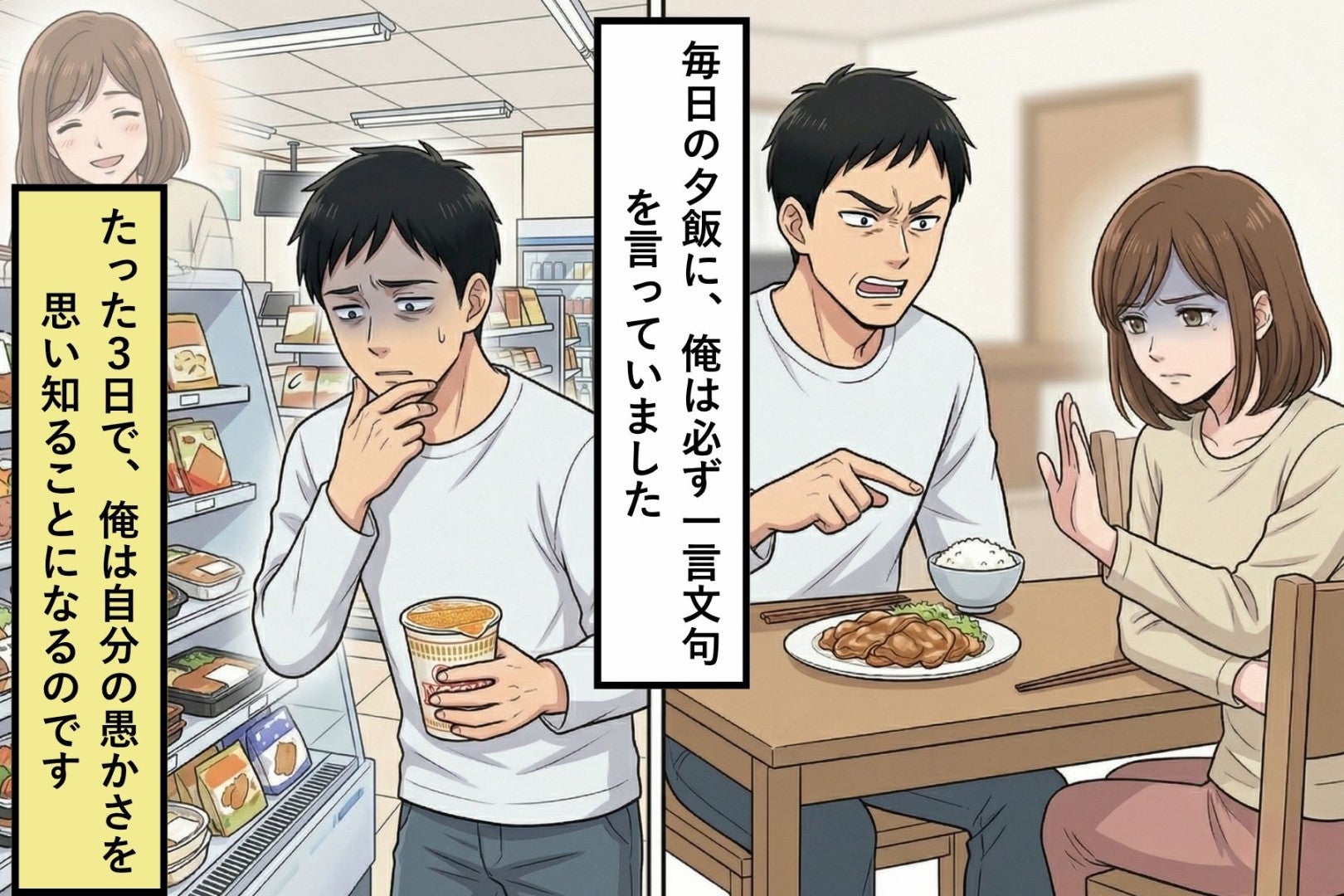妻の料理が気に入らなかった俺⇒ある日彼女から「自分でどうぞ」と言われて後悔した話