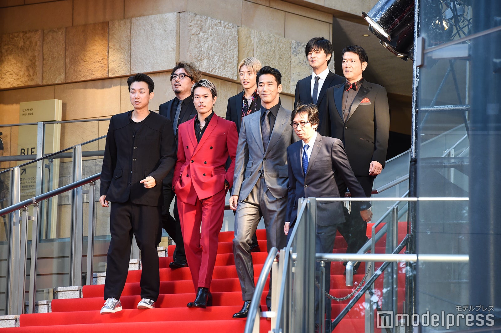 （左から）洞内広樹監督、佐野玲於、井上博貴監督、別所哲也、松永大司、今市隆二、小林直己、行定勲監督（C）モデルプレス