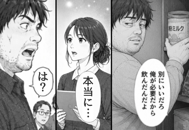 赤ちゃんの”粉ミルク”まで食い尽くした夫！？しかし⇒「本当に…？」妻のある確認に「は？」夫の背筋が凍りついたワケ