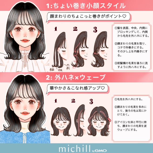 簡単巻き髪 3分で完成 時短 可愛い 8style kyoko. イラスト 簡単巻き髪 3分で完成 時短 可愛い 8style kyoko. イラスト ちょい巻き小顔スタイル 外ハネ×ウェーブ