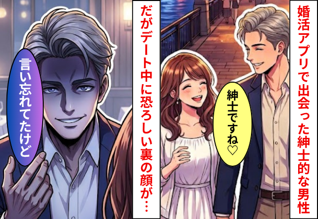 出会い系アプリで出会った紳士的な男性。だが「言い忘れてたけど」デート中に恐ろしい【裏の顔】が発覚