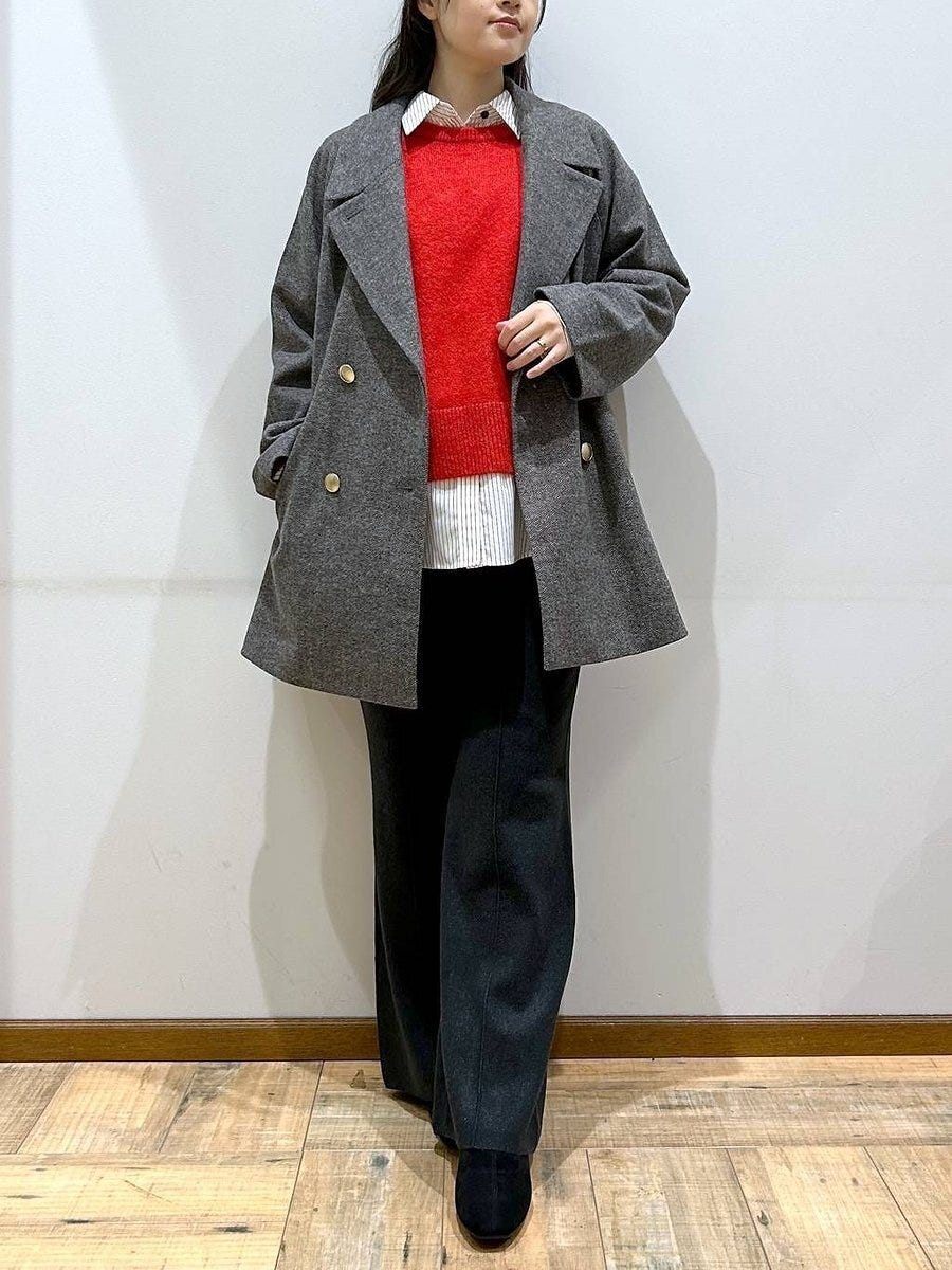 グローバルワーク 軽やかストレッチ襟2WAYミドルコート グローバルワークの軽やかストレッチ襟2WAYミドルコート