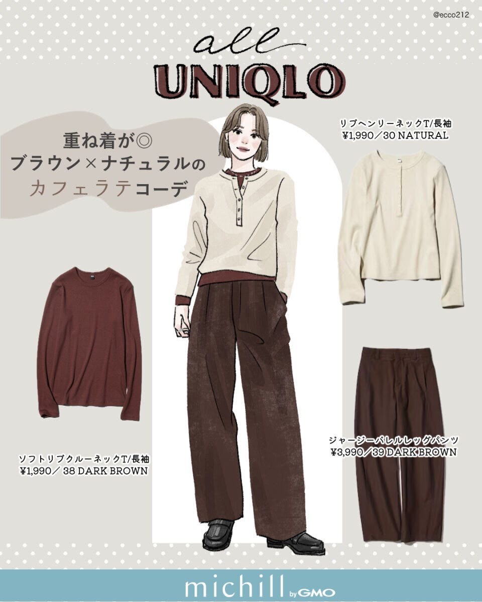 ALLユニクロカフェラテコーデ