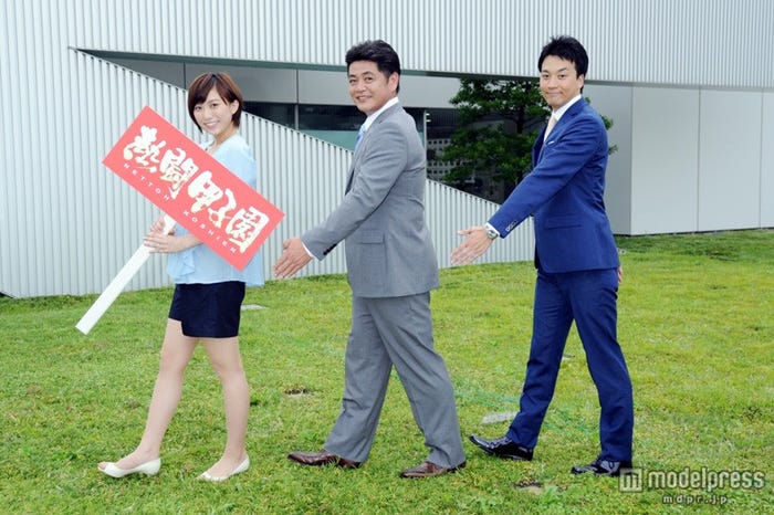 (左から)山本雪乃アナ、工藤公康氏、三上大樹アナ