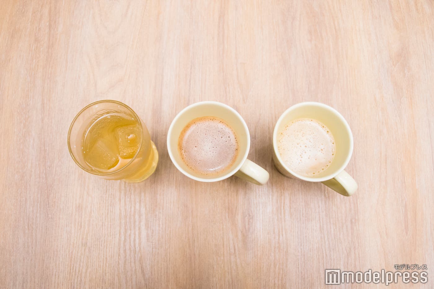 (左から)ジンジャーエール×レモン、ココアキャラメルオレ、バニラミルクティー(C)モデルプレス