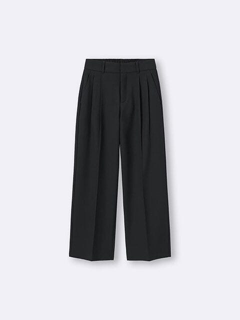 GU　タックワイドパンツ　BLACK