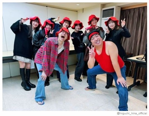 （上段左から）高山一実、和田まあや、樋口日奈、若月佑美、秋元真夏（下段左から）設楽統、日村勇紀／樋口日奈Instagramより