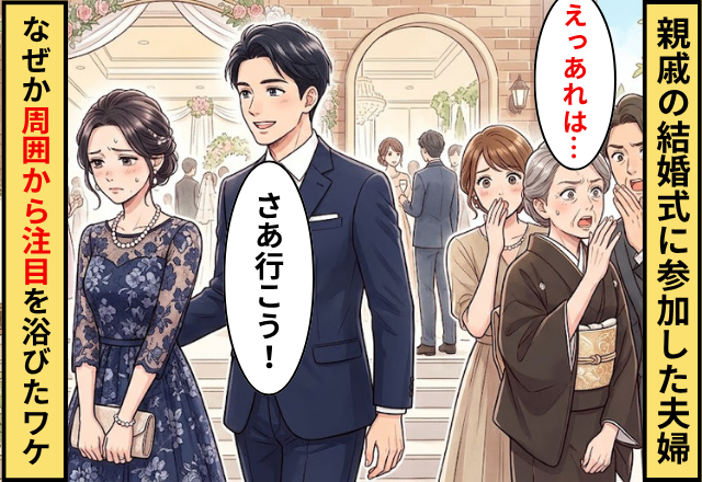 親戚の結婚式に参加した夫婦。会場に着いた瞬間⇒参加者たち「えっあれは…」なぜか周囲から注目を浴びたワケ