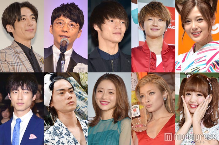 (時計回りに)高橋一生、星野源、窪田正孝、西島隆弘、白石麻衣、藤田ニコル、ローラ、石原さとみ、菅田将暉、坂口健太郎(C)モデルプレス