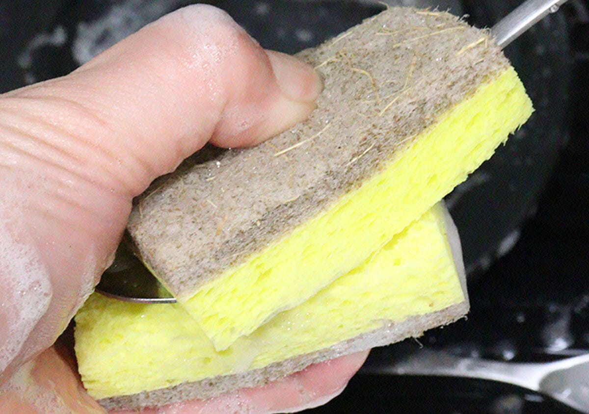 ダイソー ココナッツスクラブセルローススポンジ(2個) ダイソーのココナッツスクラブセルローススポンジ(2個)の使用例