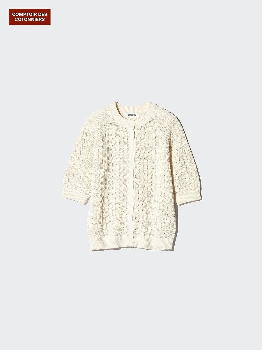 ユニクロのリネンクルーネックカーディガン