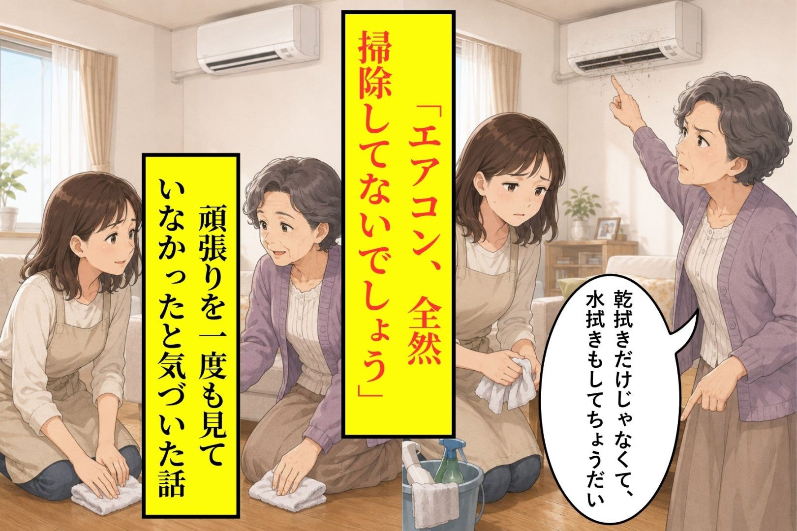 嫁の掃除にケチばかりつけていた私→頑張りを一度も見ていなかったと気づいた話