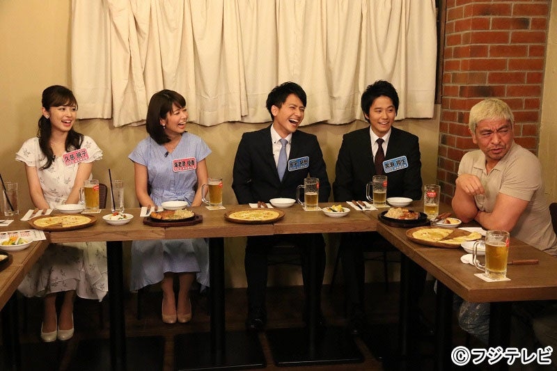 （左から）久慈暁子、海老原優香、安宅晃樹、黒瀬翔生、松本人志 （C）フジテレビ