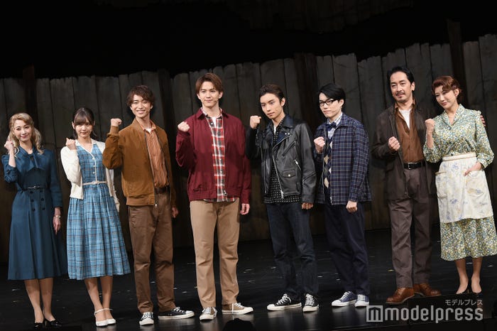 (左から)夢咲ねね、中村麗乃、井澤巧麻、甲斐翔真、阿部顕嵐、福崎那由他、栗原英雄、朴璐美 (C)モデルプレス