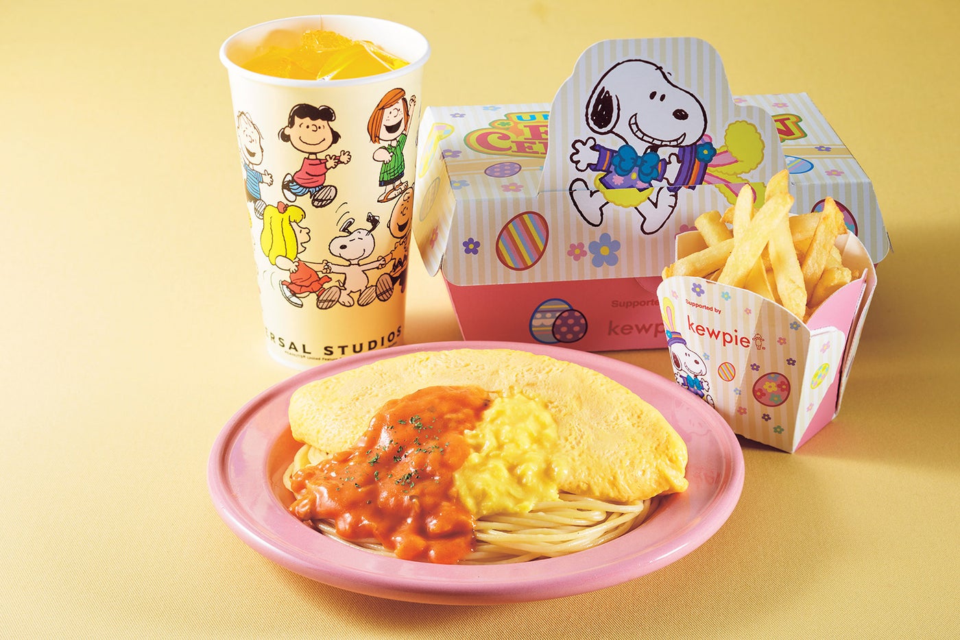 イースター・オムレツパスタセット（C）2018 Peanuts Worldwide LLC（C）1976, 2018 SANRIO CO., LTD. APPROVAL NO. EJ8021301（C）Universal Studios. All rights reserved.