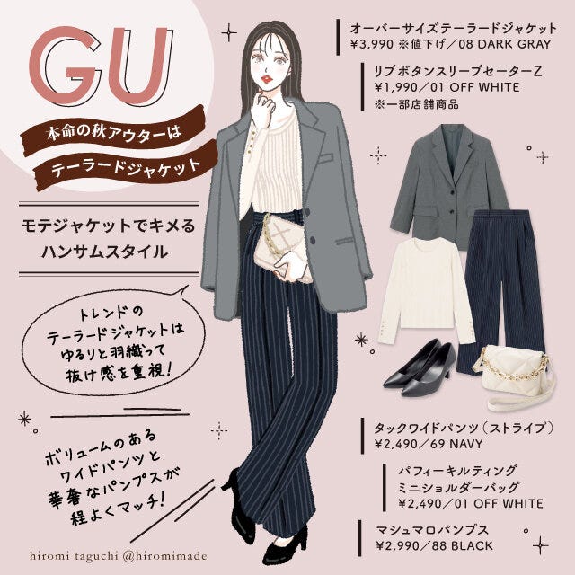 GU　ハンサムパンツコーデ　イラスト