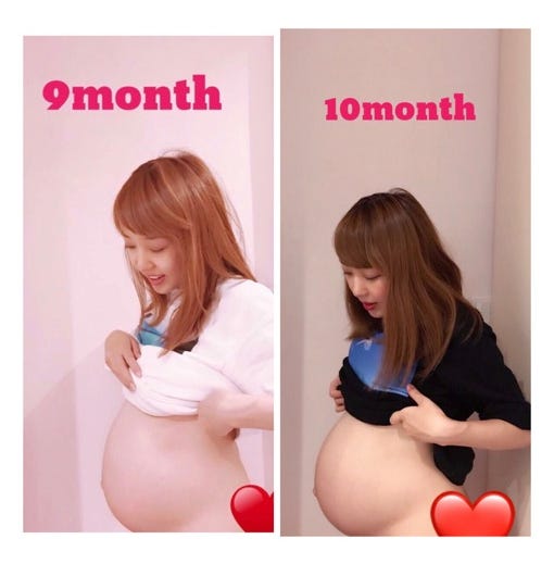 9ヶ月と10ヶ月の比較/川崎希オフィシャルブログ(Ameba)より