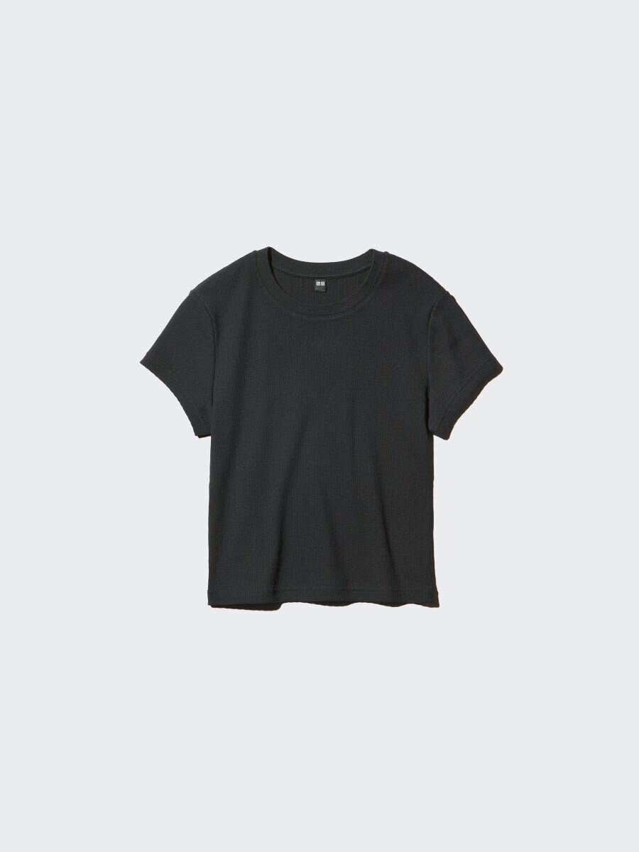黒のリブミニTシャツ 黒のリブミニTシャツ